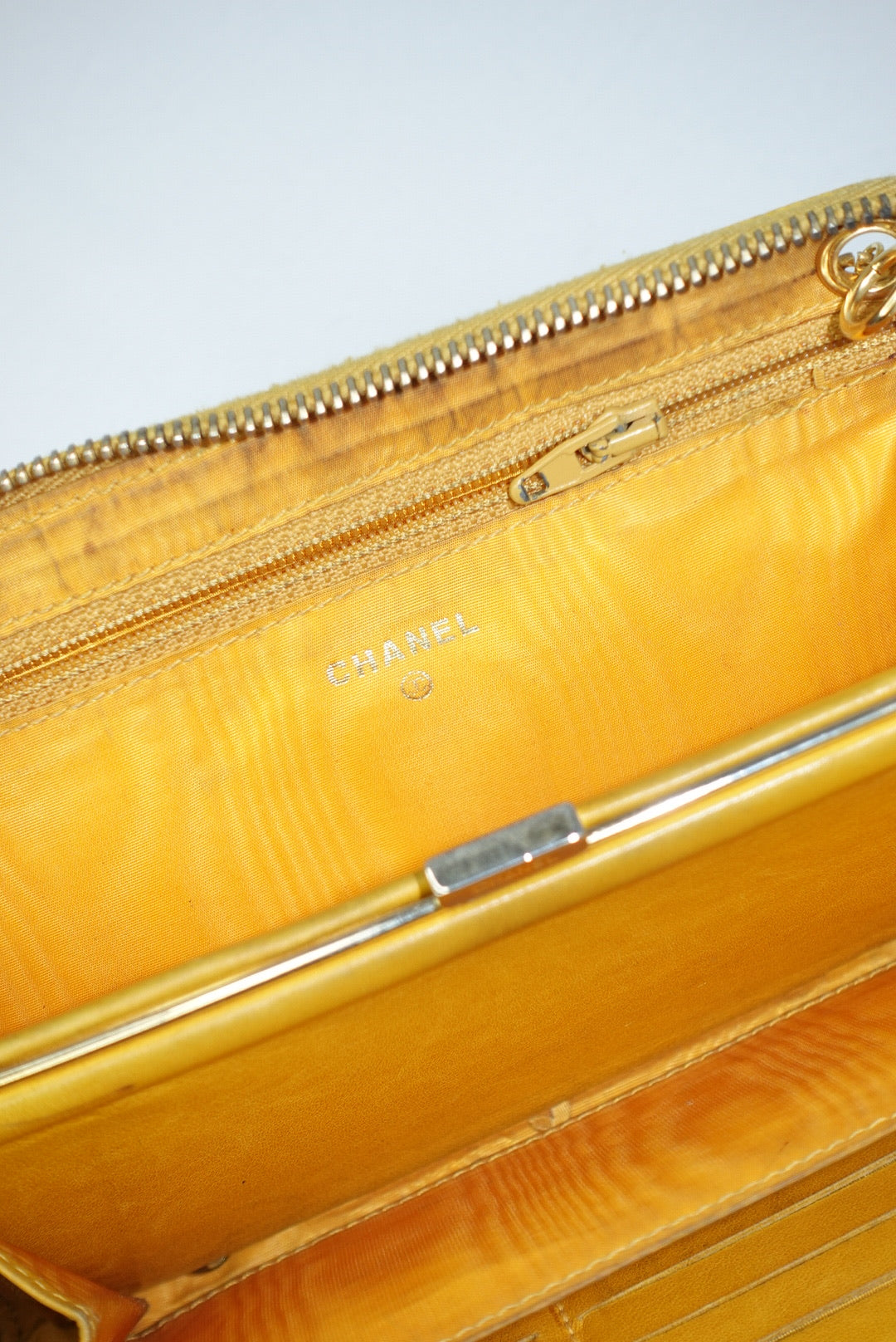 Re-Worked Chanel Vintage Mustard Zip W.O.C.