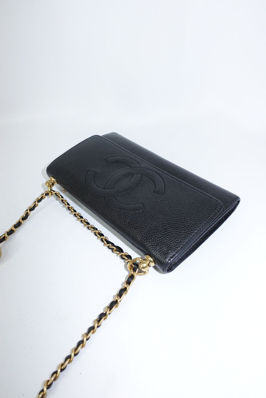 Chanel Re-Worked Vintage Flap W.O.C. Black Caviar CC logo