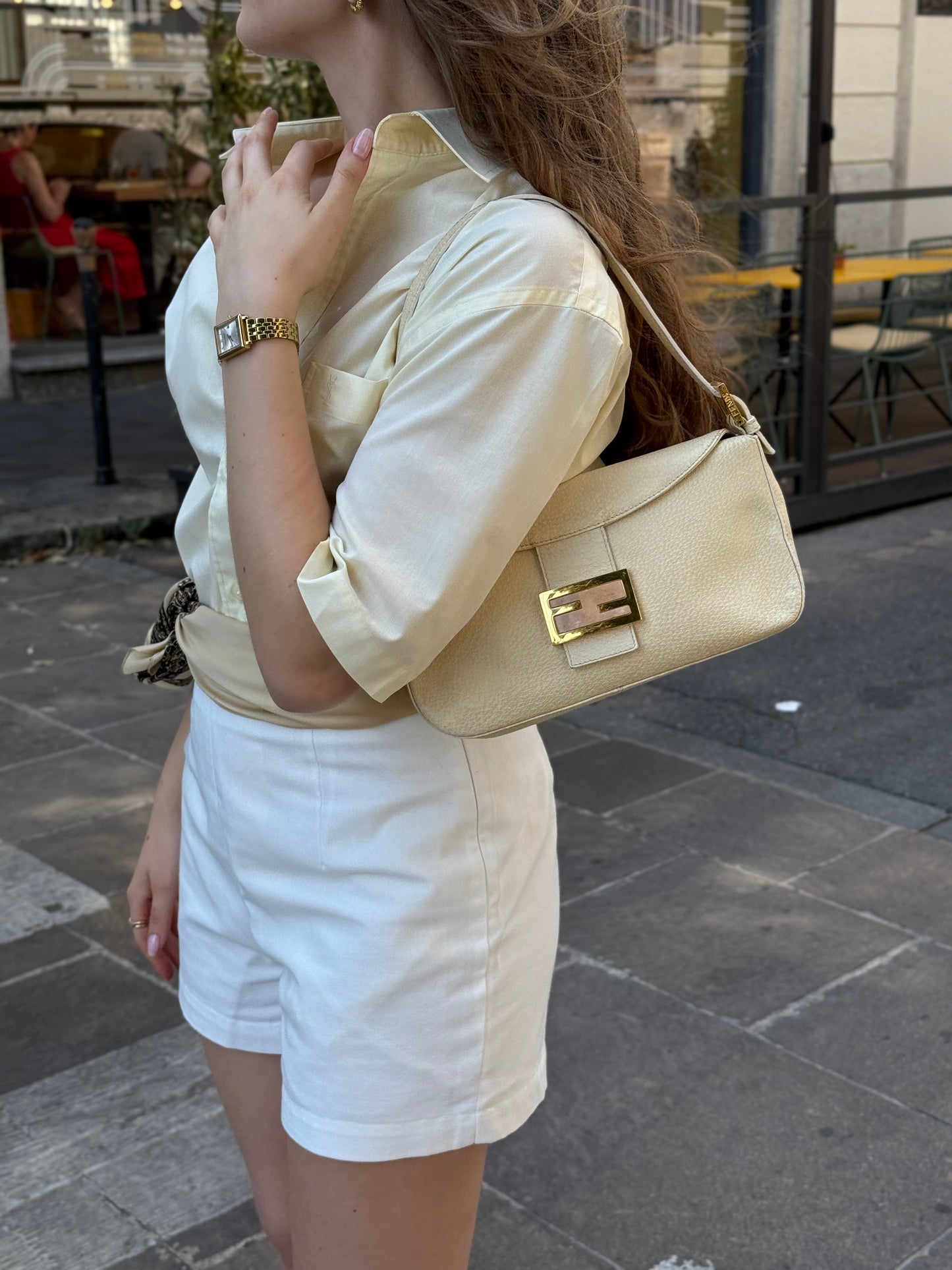 Fendi Butter Yellow Leather Vintage Baguette