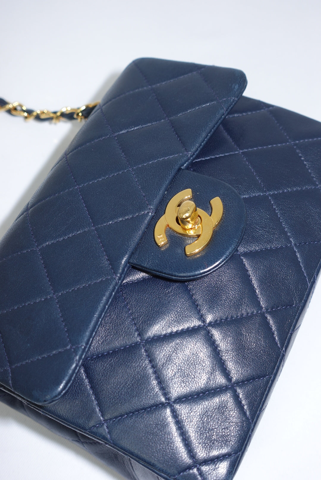 Chanel Timeless Mini Square Quilted Lambskin Navy