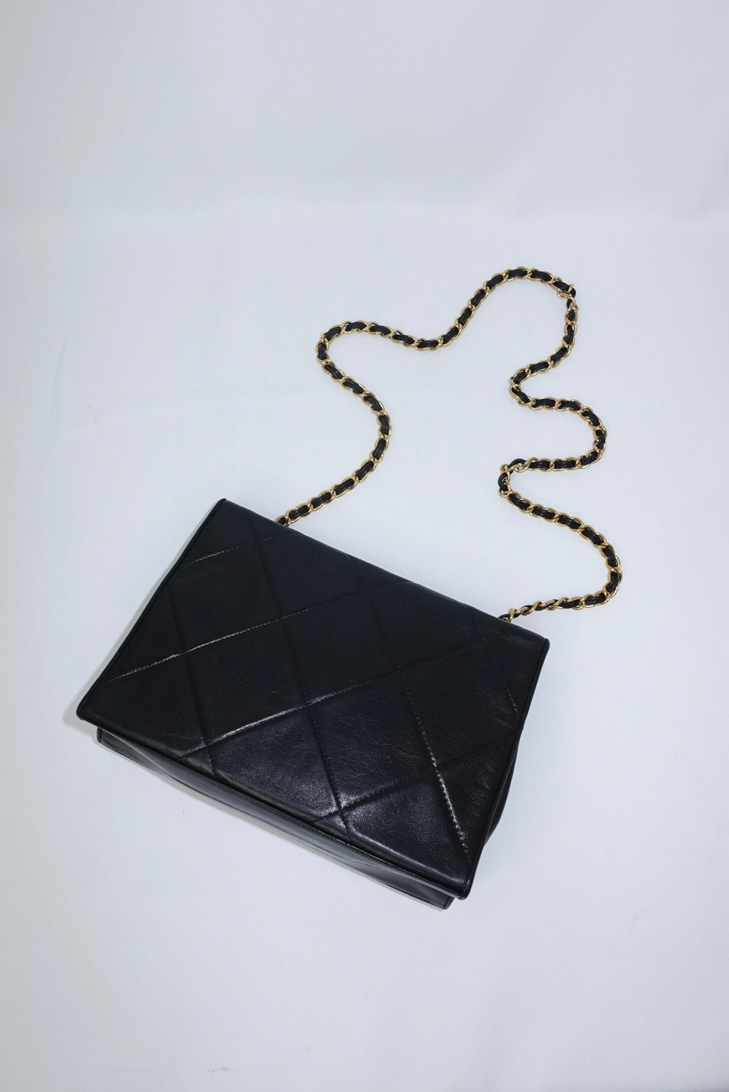 Chanel Vintage Camera Bag CC Logo Black Lambskin