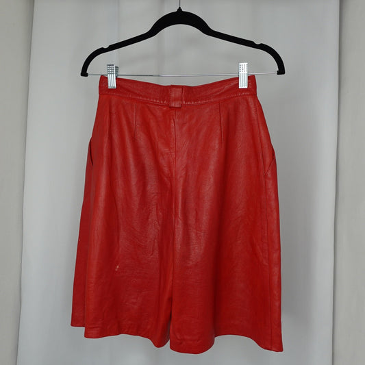 Gonna midi vintage in pelle rossa