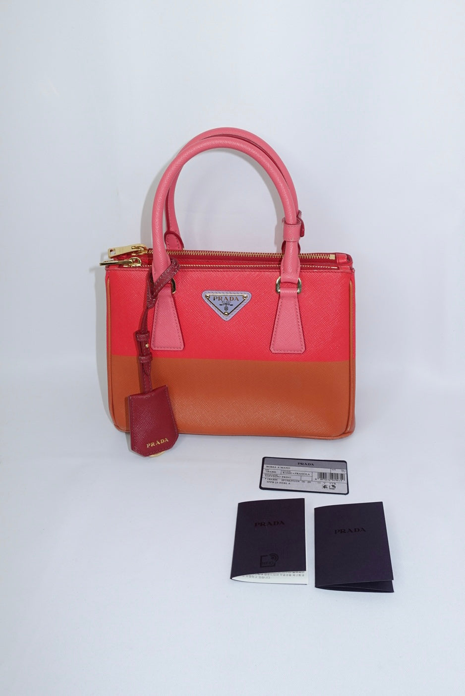 Prada Galleria Limited Edition Orange and Pink Two-Toned Bag