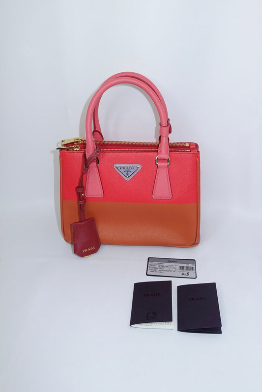 Prada Galleria Limited Edition Orange and Pink Two-Toned Bag