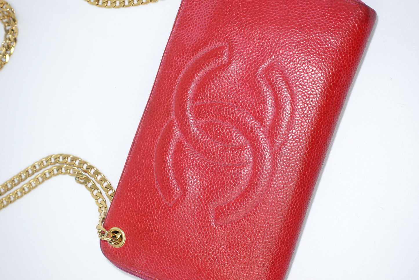 Chanel Re-Worked Zip Vintage W.O.C CC logo Hot Pink
