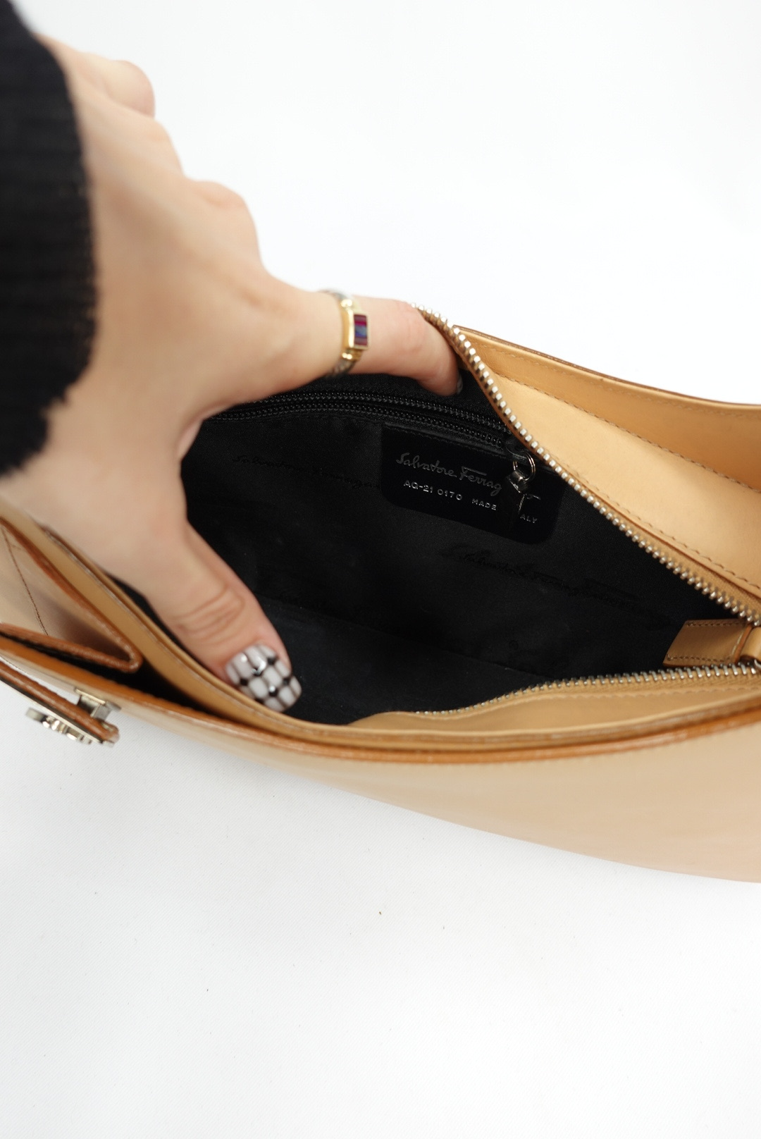 024. Ferragamo Beige Hobo Bag