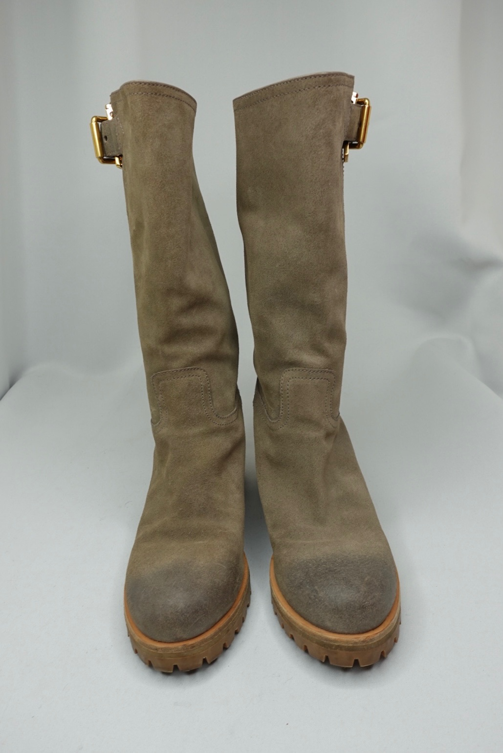 048. Prada Grey Suede Boots 38.5