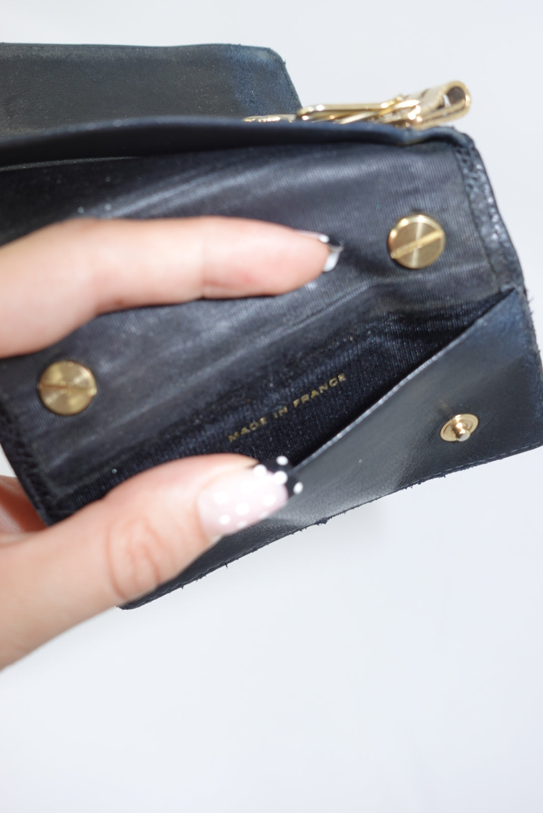 123. Re-Worked Chanel Mini Black Keyholder Caviar Leather W.O.C.