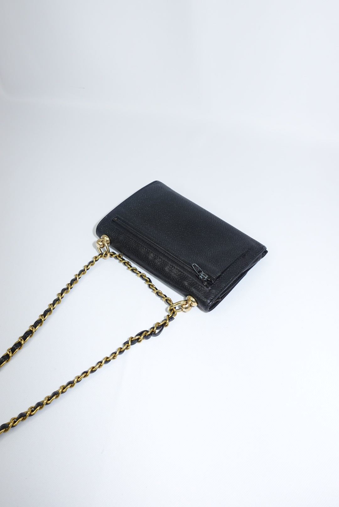 126. Re-Worked Chanel Medium Black Caviar Leather W.O.C.