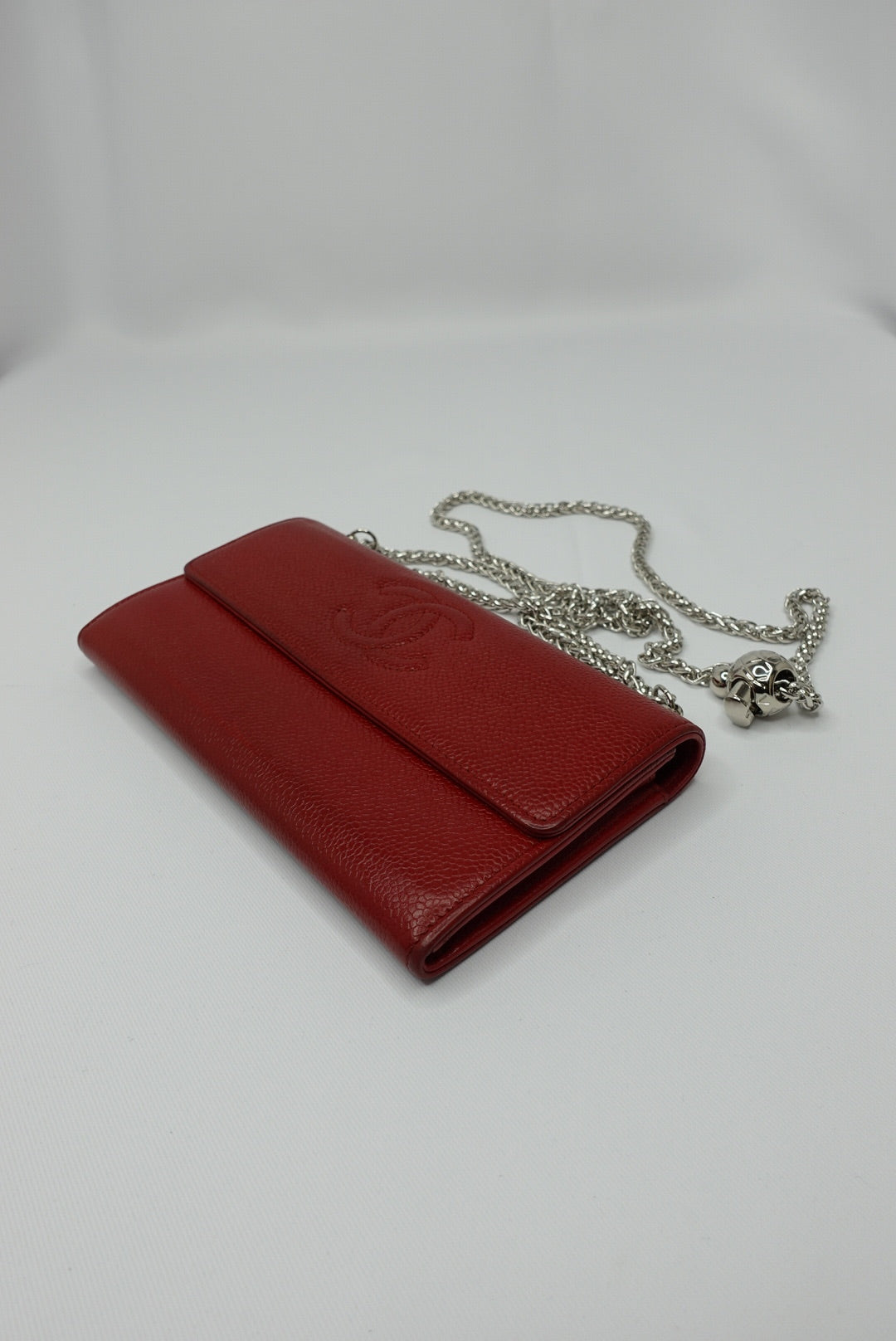 013.Chanel Re-Worked Flap W.O.C. Red CC logo