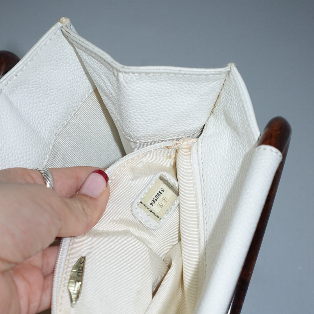 Borsa tote Chanel Vintage Mini in pelle bianca
