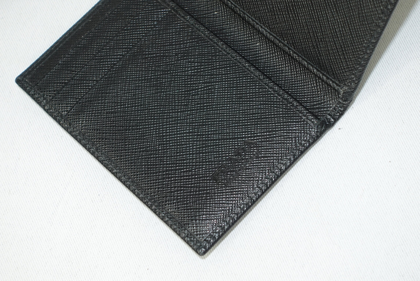 Prada Black Leather Logo Card Holder w/ Box