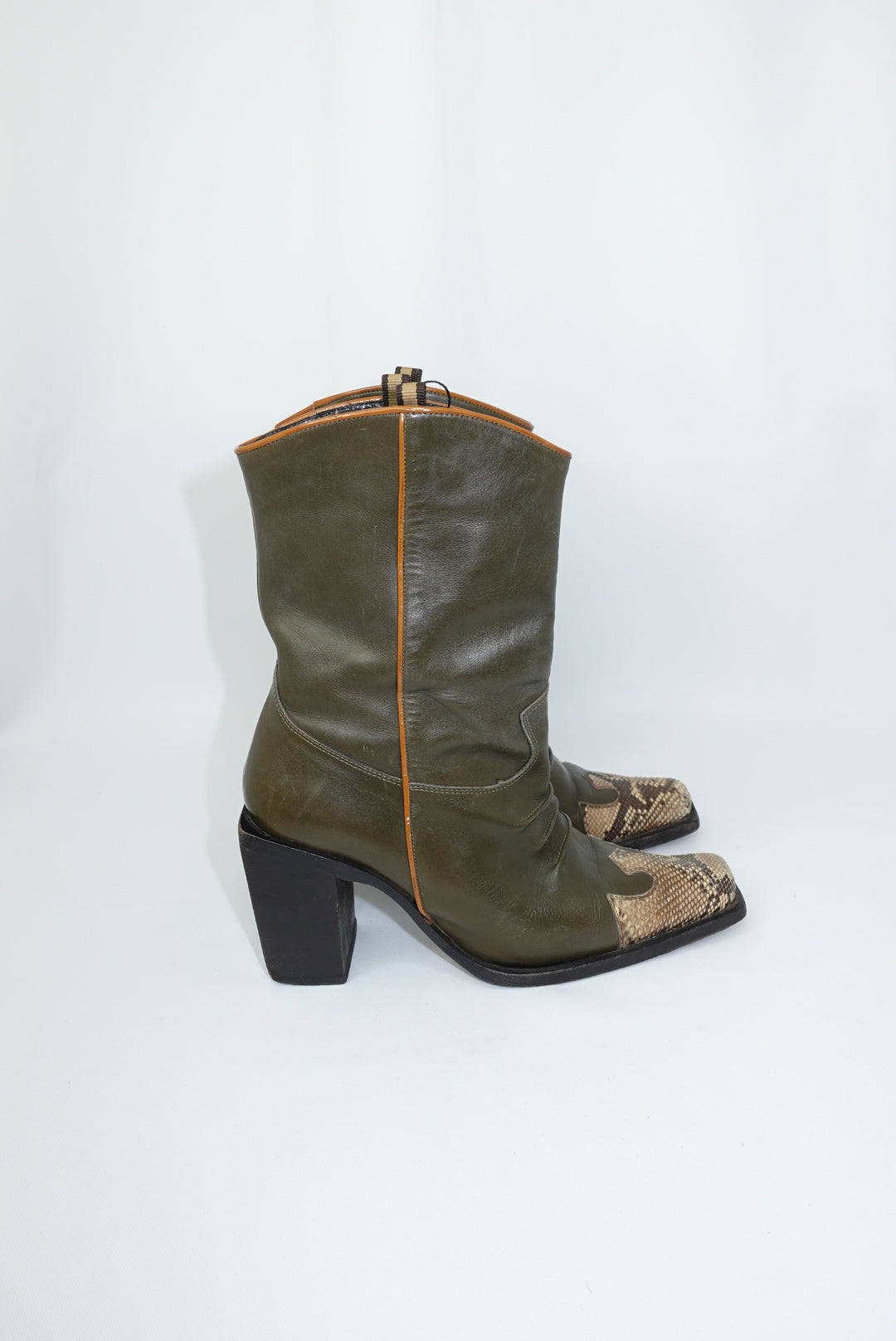 Vintage Khaki and Python Western Boots