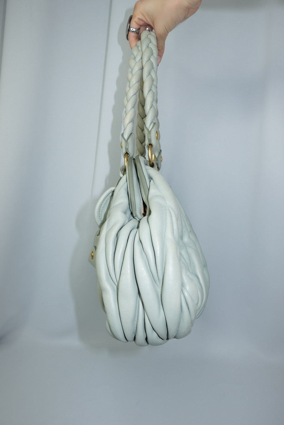 MIU MIU Vintage Coffer Sage Green Matelassé Bag