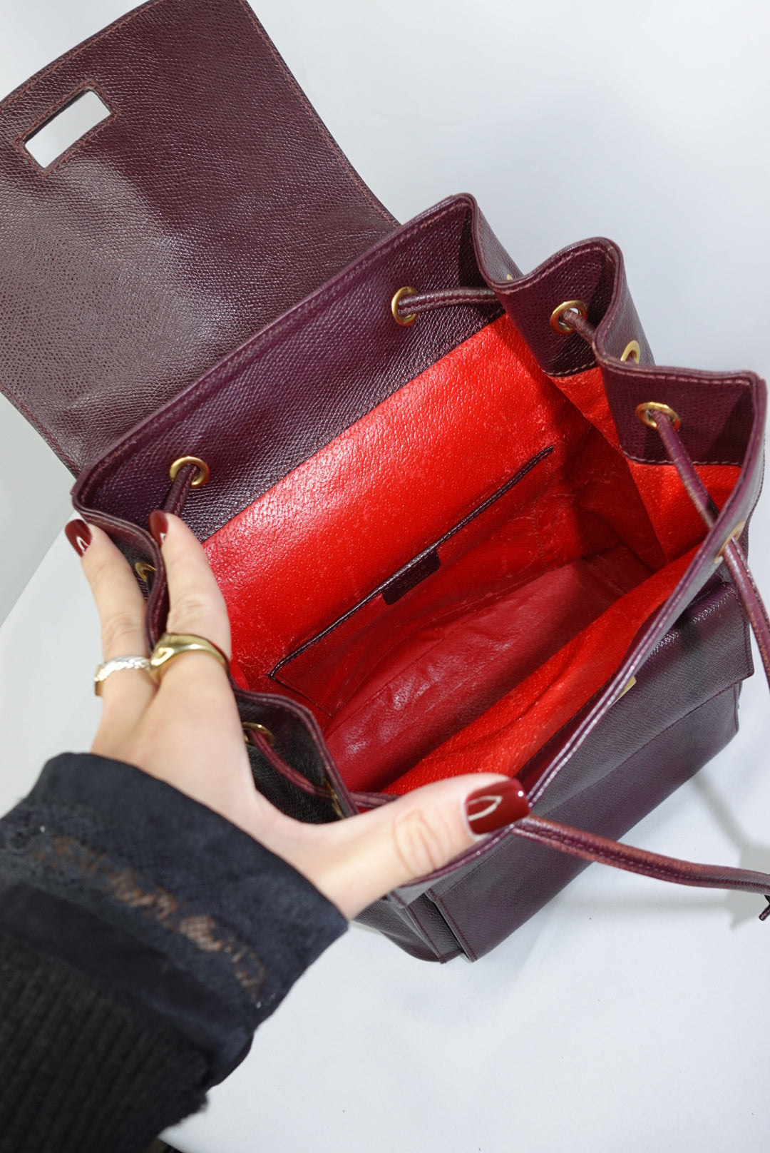 Cèline Vintage Leather Burgundy Backpack