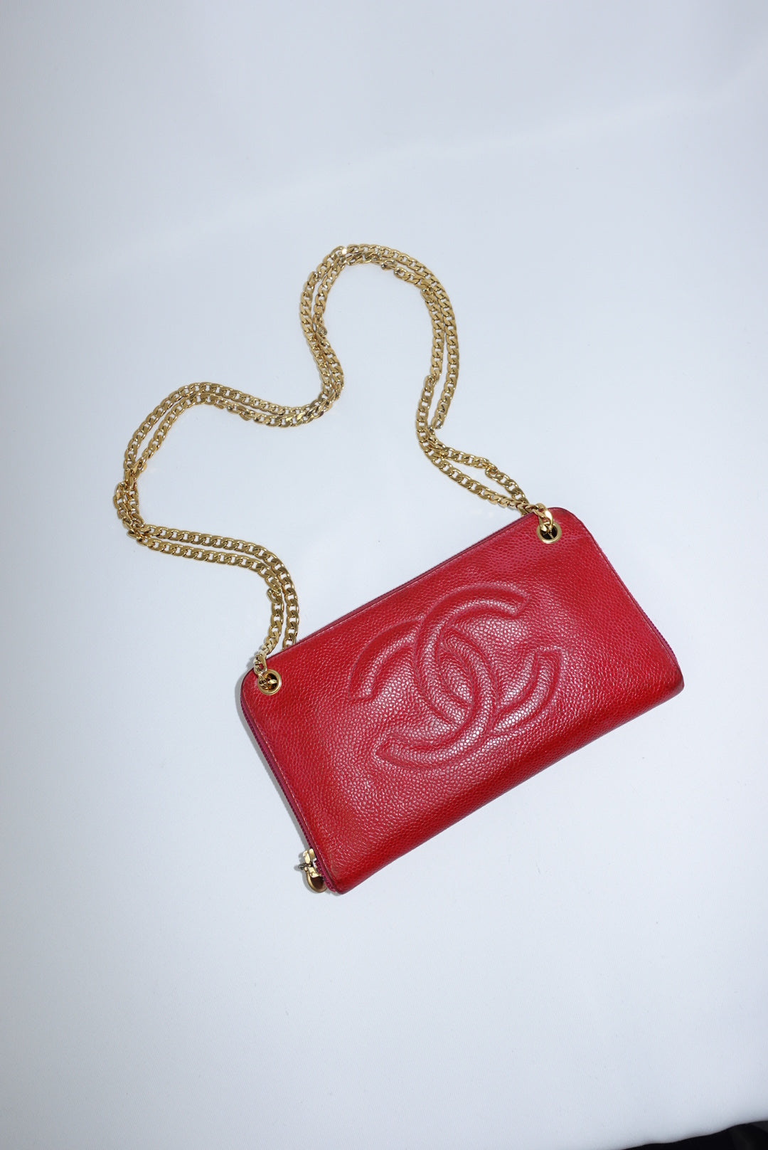 Chanel Re-Worked Zip Vintage W.O.C CC logo Hot Pink