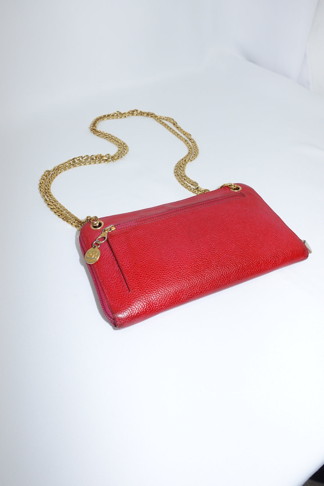 Chanel Re-Worked Zip Vintage W.O.C CC logo Hot Pink