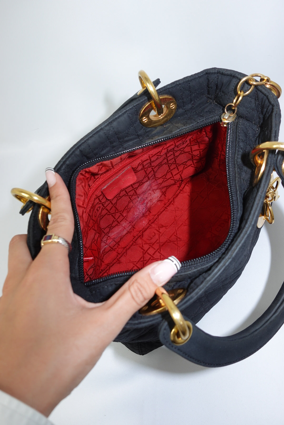 Christian Dior Vintage Lady Dior Medium Canvas