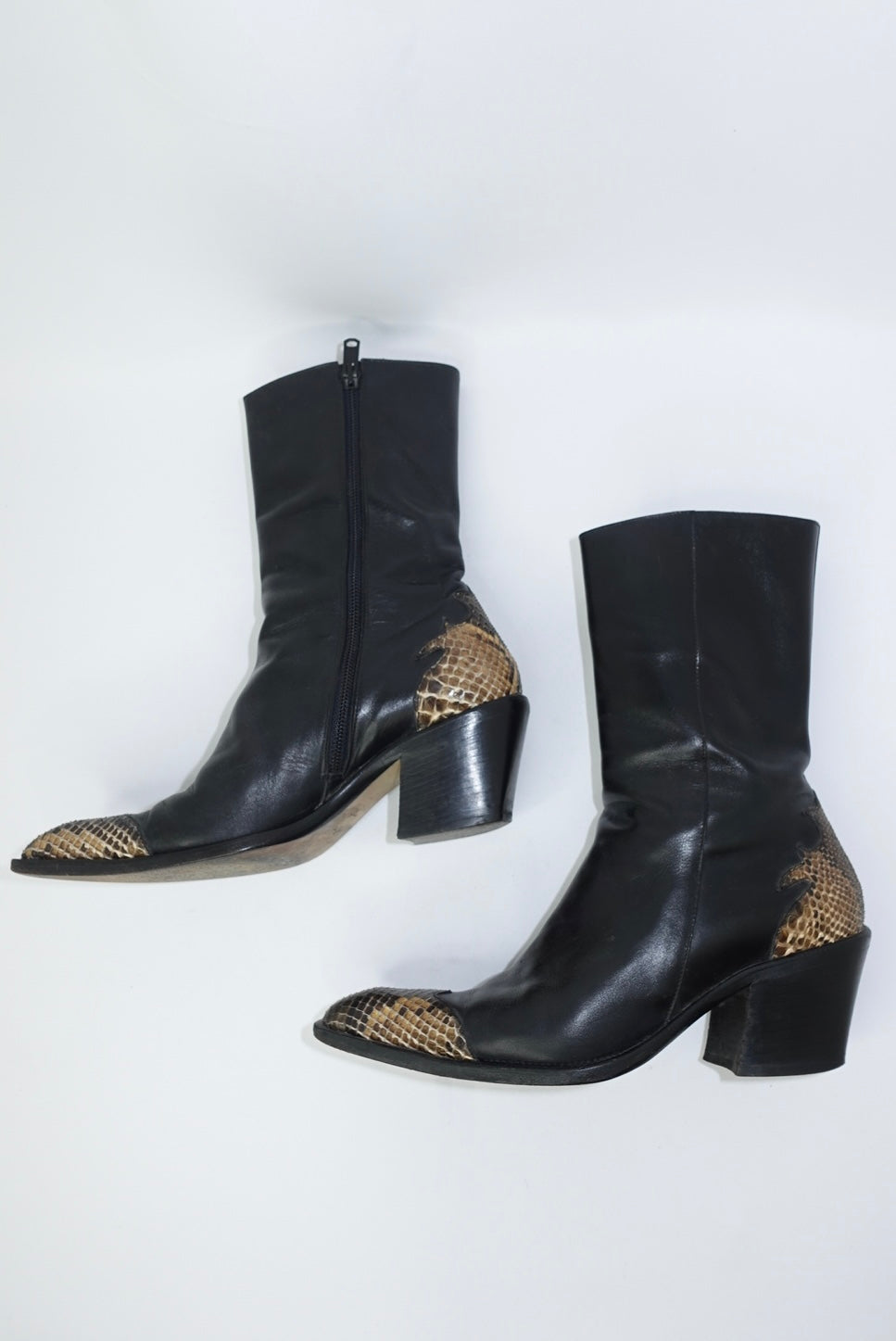 Vintage Black Western Boots With Python Detailing
