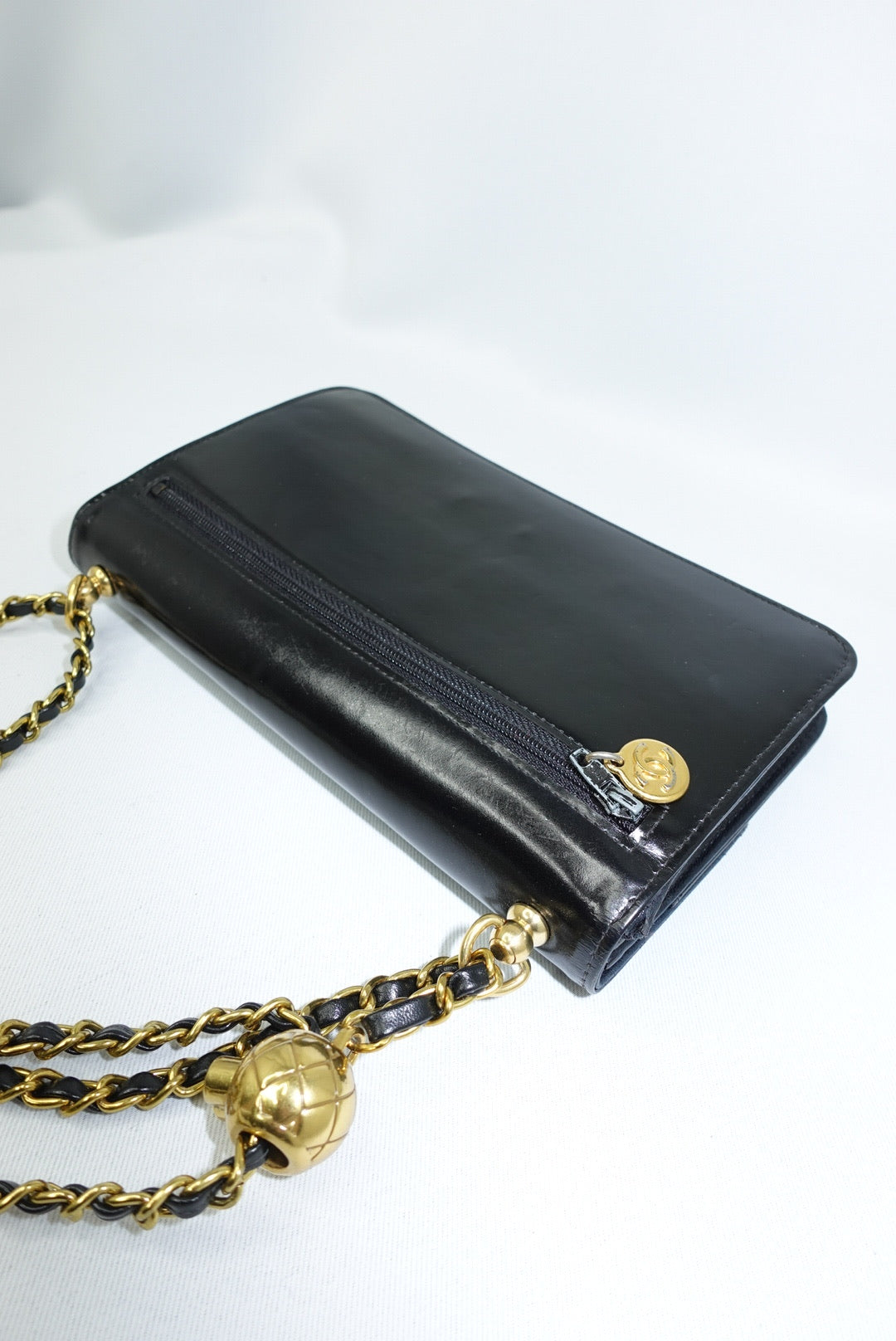 011. Re-Worked Chanel CC Flap Vintage W.O.C Black Patent