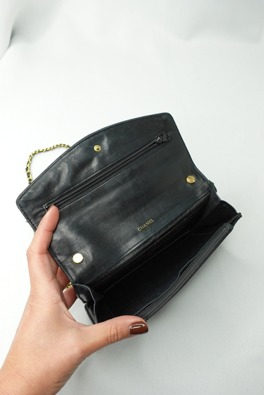 011. Re-Worked Chanel CC Flap Vintage W.O.C Black Patent