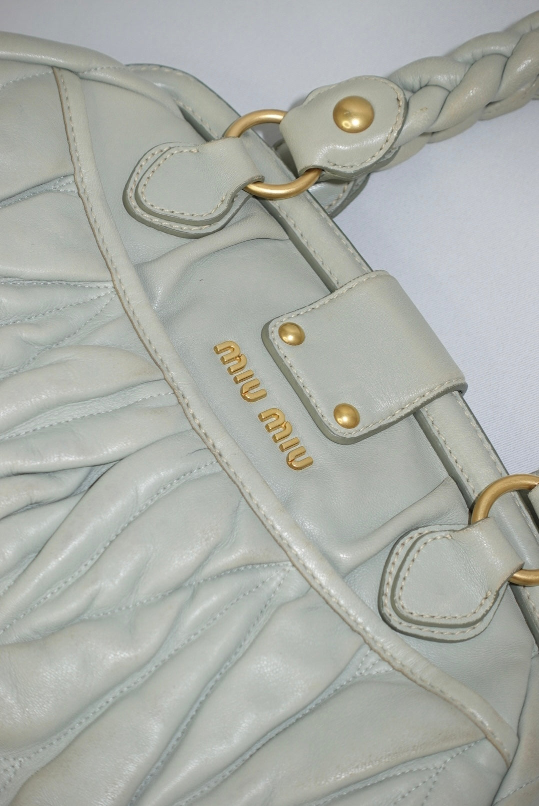 MIU MIU Vintage Coffer Sage Green Matelassé Bag