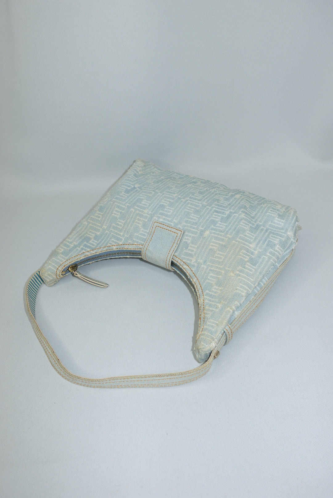 Fendi FF Zucca Light Wash Denim Hobo Bag