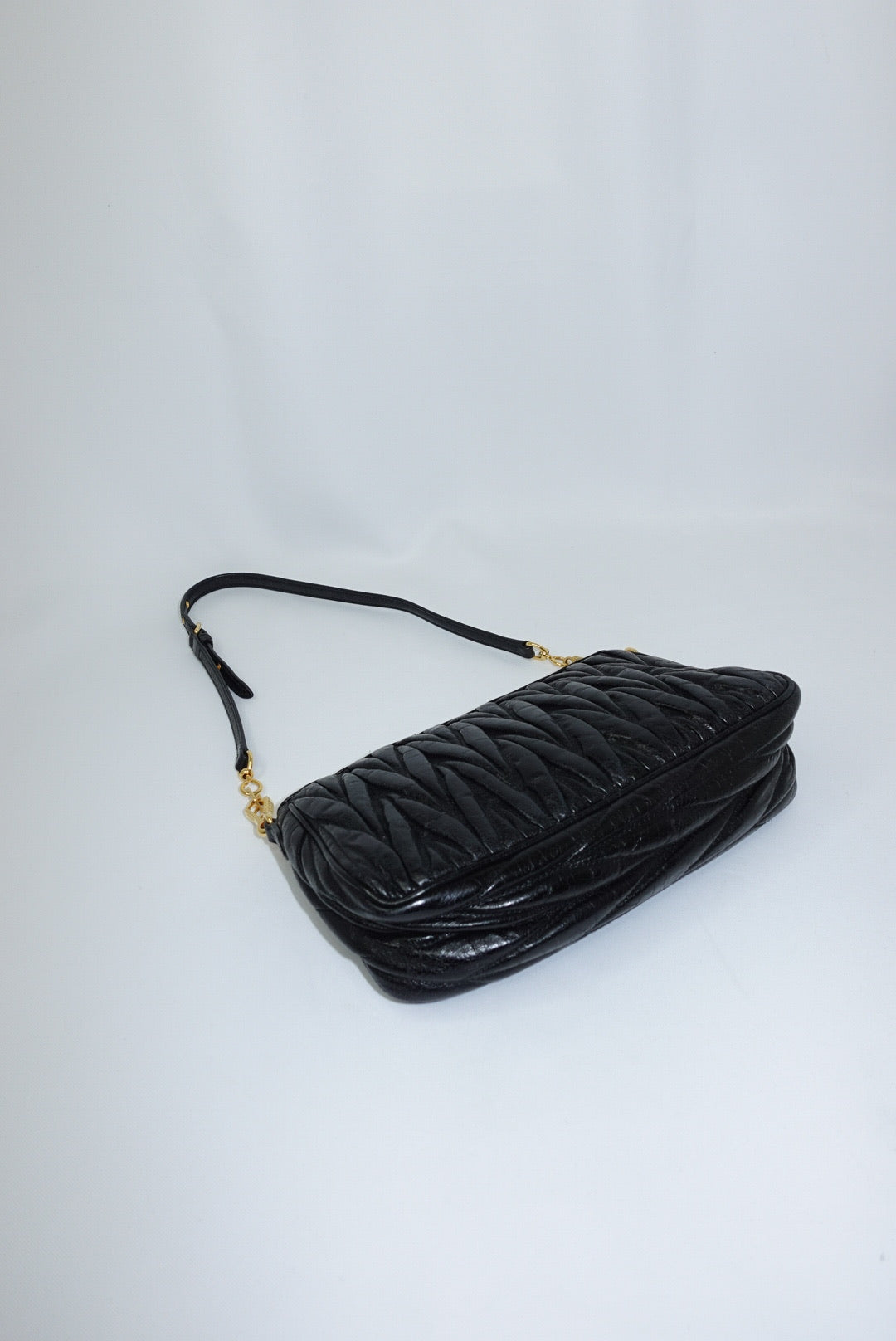 Miu Miu Vintage Wander Matelassé Black Bag w/ Charm