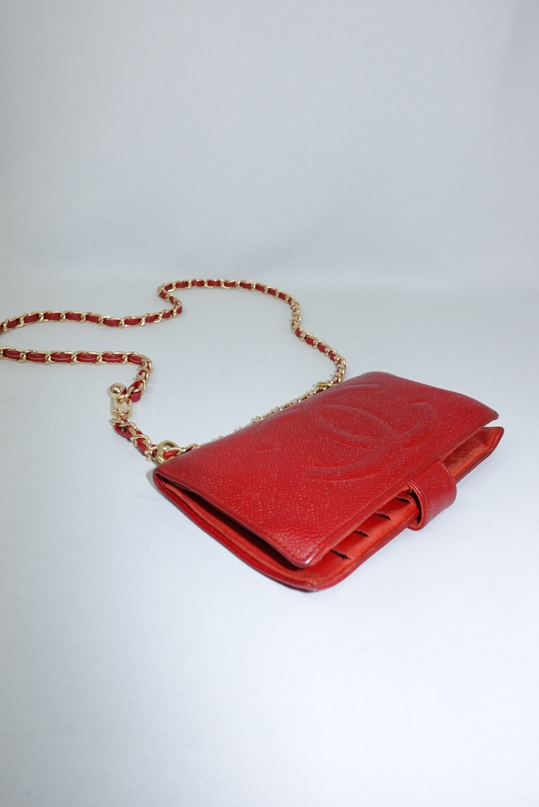 015. Re-Worked Chanel Red Bifold Vintage W.O.C