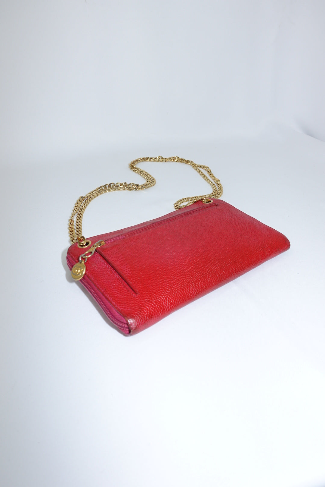Chanel Re-Worked Zip Vintage W.O.C CC logo Hot Pink