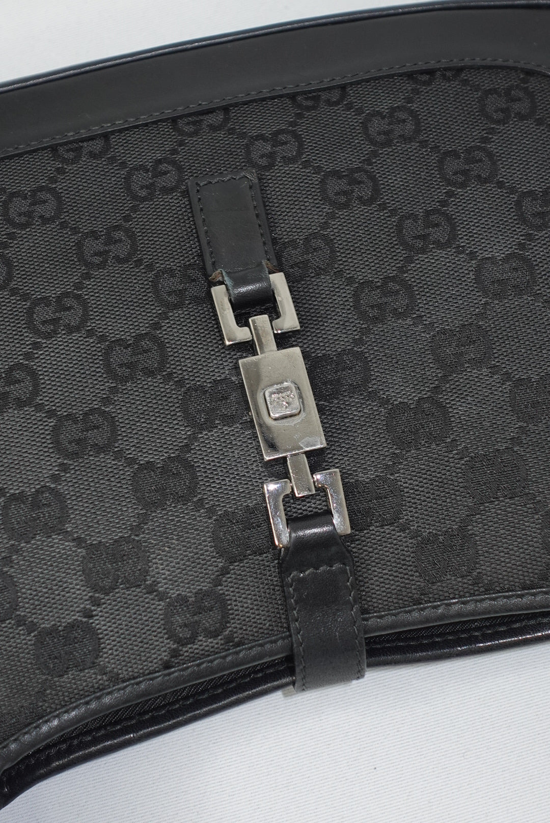 105. Gucci Mini Jackie Black Canvas Vintage Shoulder Bag