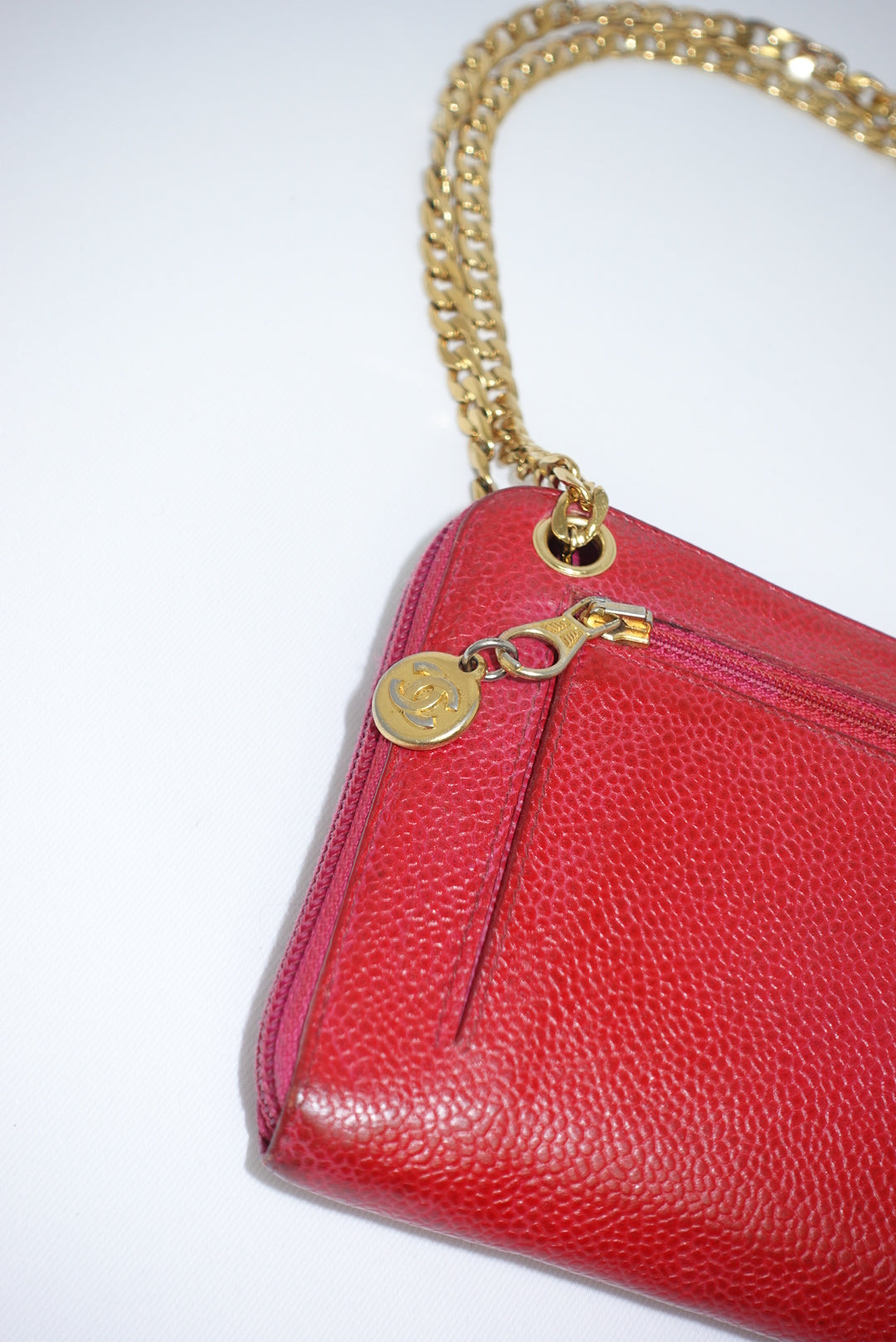 Chanel Re-Worked Zip Vintage W.O.C CC logo Hot Pink