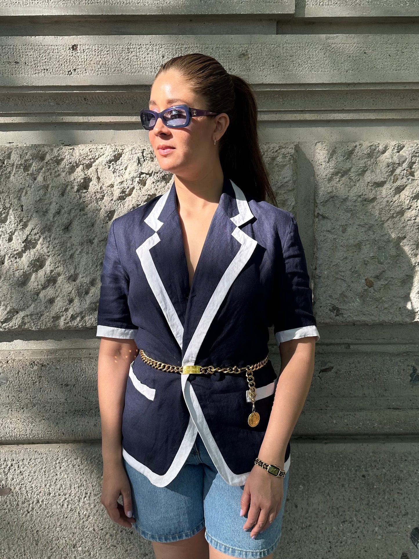 137. Chanel 2000s Gradient Blue Navy Sunglasses