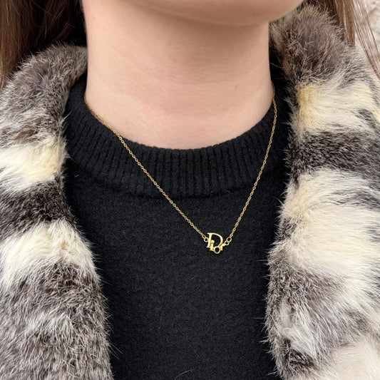 Dior Gold Toned Re-Worked Vintage Pendant Necklace