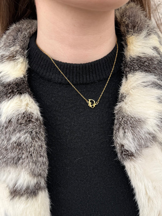Dior Gold Toned Re-Worked Vintage Pendant Necklace