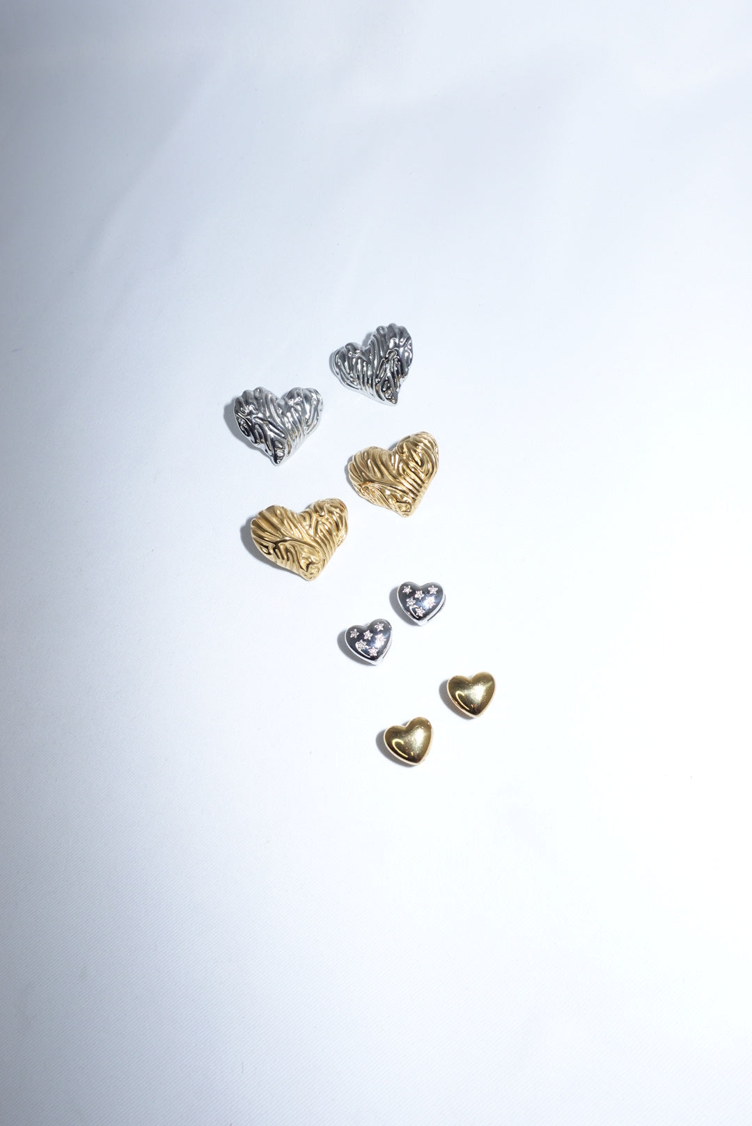 Stainless Steel Striped Heart Big Earrings