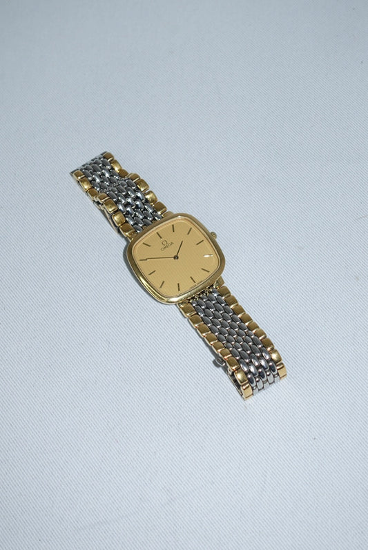 Omega Square Large De Ville Vintage Gold Toned Dial Watch