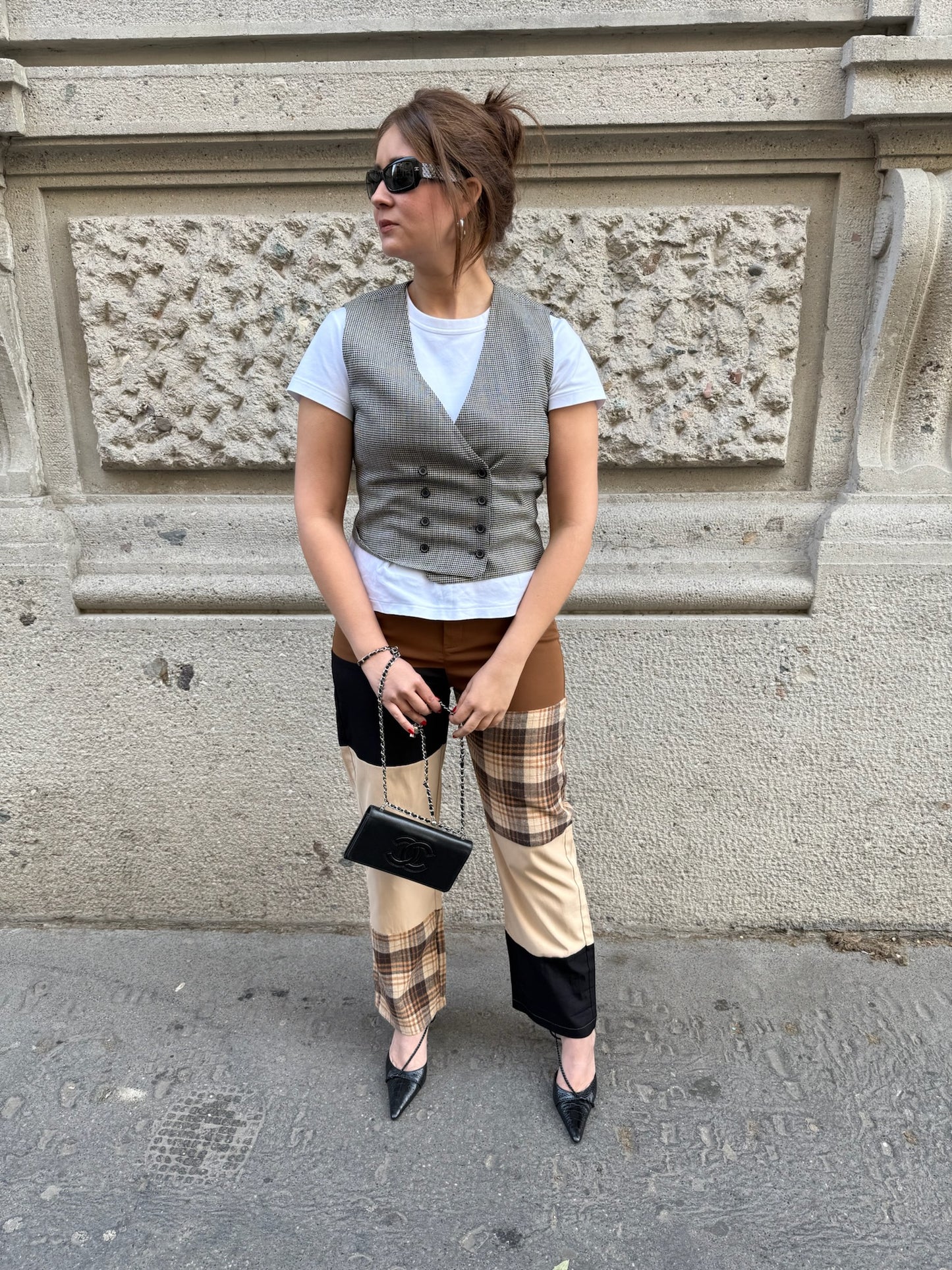 Brown, Beige & Black Patchy Vintage Pants