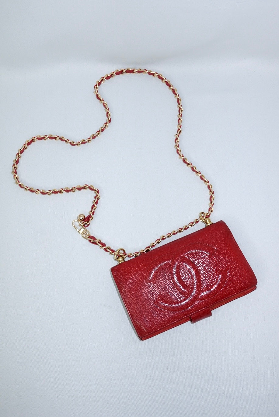015. Re-Worked Chanel Red Bifold Vintage W.O.C