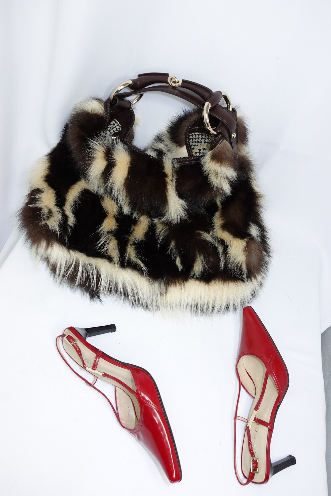 Gucci Vintage Limited Edition Skunk Fur Maxi Hobo with Horsebit