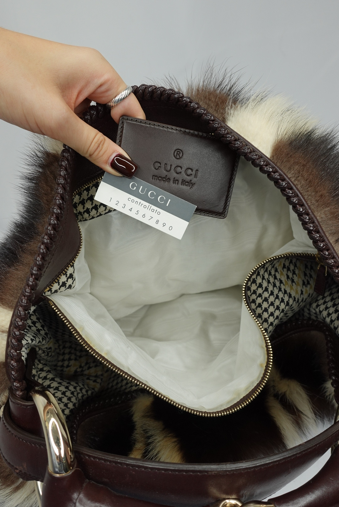 Gucci Vintage Limited Edition Skunk Fur Maxi Hobo with Horsebit