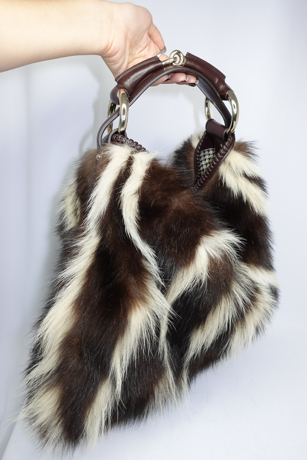 Gucci Vintage Limited Edition Skunk Fur Maxi Hobo with Horsebit