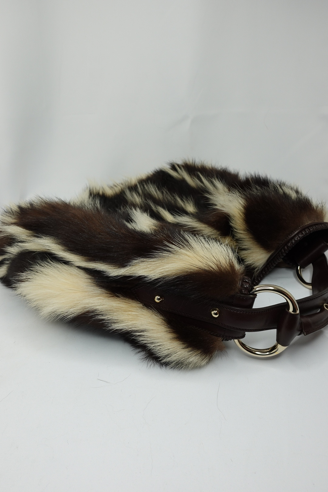 Gucci Vintage Limited Edition Skunk Fur Maxi Hobo with Horsebit
