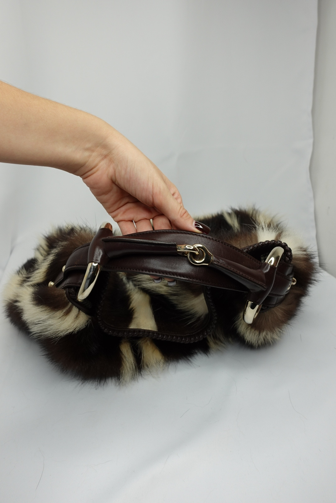 Gucci Vintage Limited Edition Skunk Fur Maxi Hobo with Horsebit