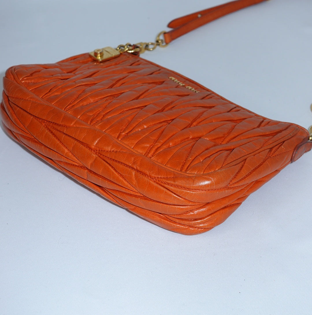Miu Miu Orange Matelasse Shoulder Bag
