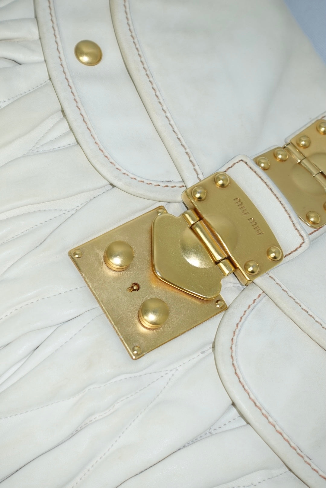 MIU MIU Vintage Coffer Off-White Matelassé Bag