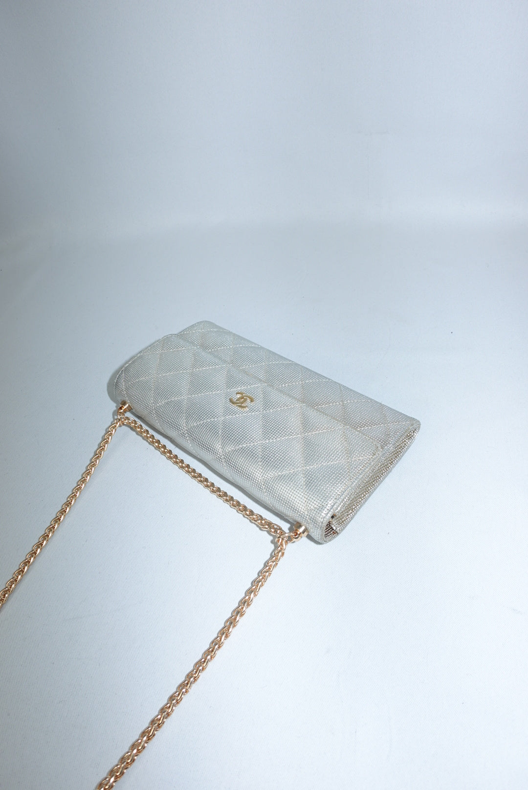 Chanel Re-Worked Timeless Flap Silver and Gold Vintage Wallet w/Chain