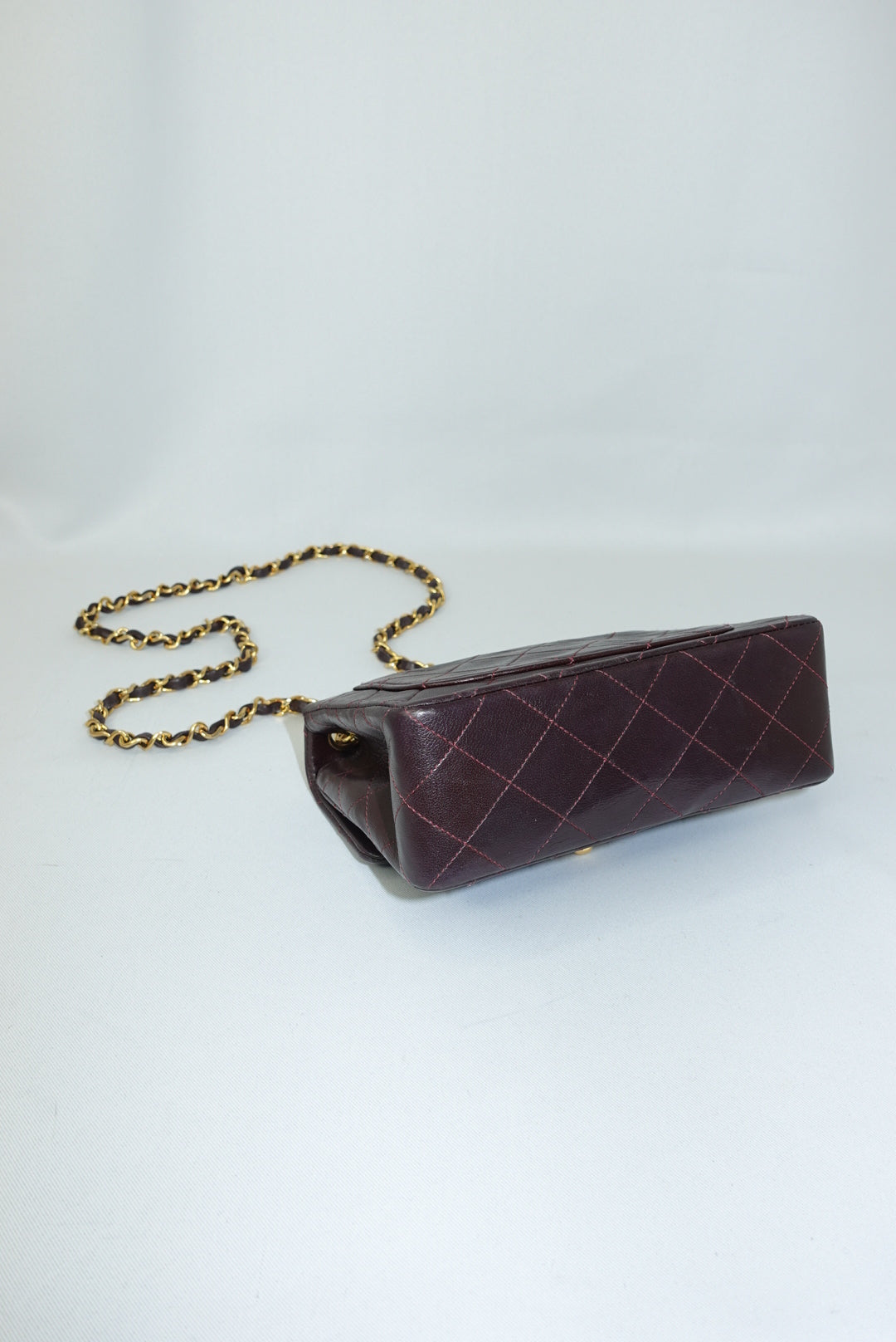 Chanel Vintage Mini Square Quilted Lambskin Bag in Burgundy