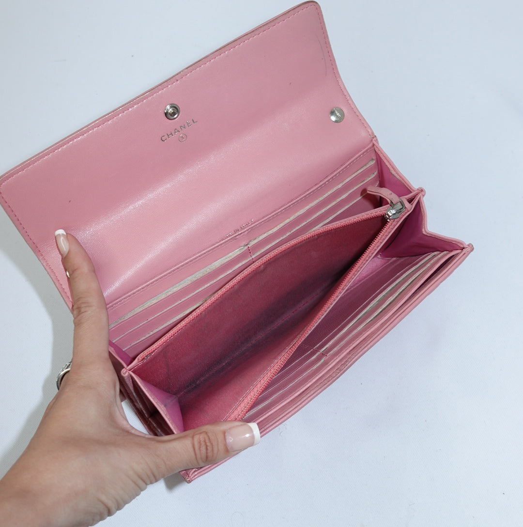 Chanel Pink Camelia Wallet w/Chain