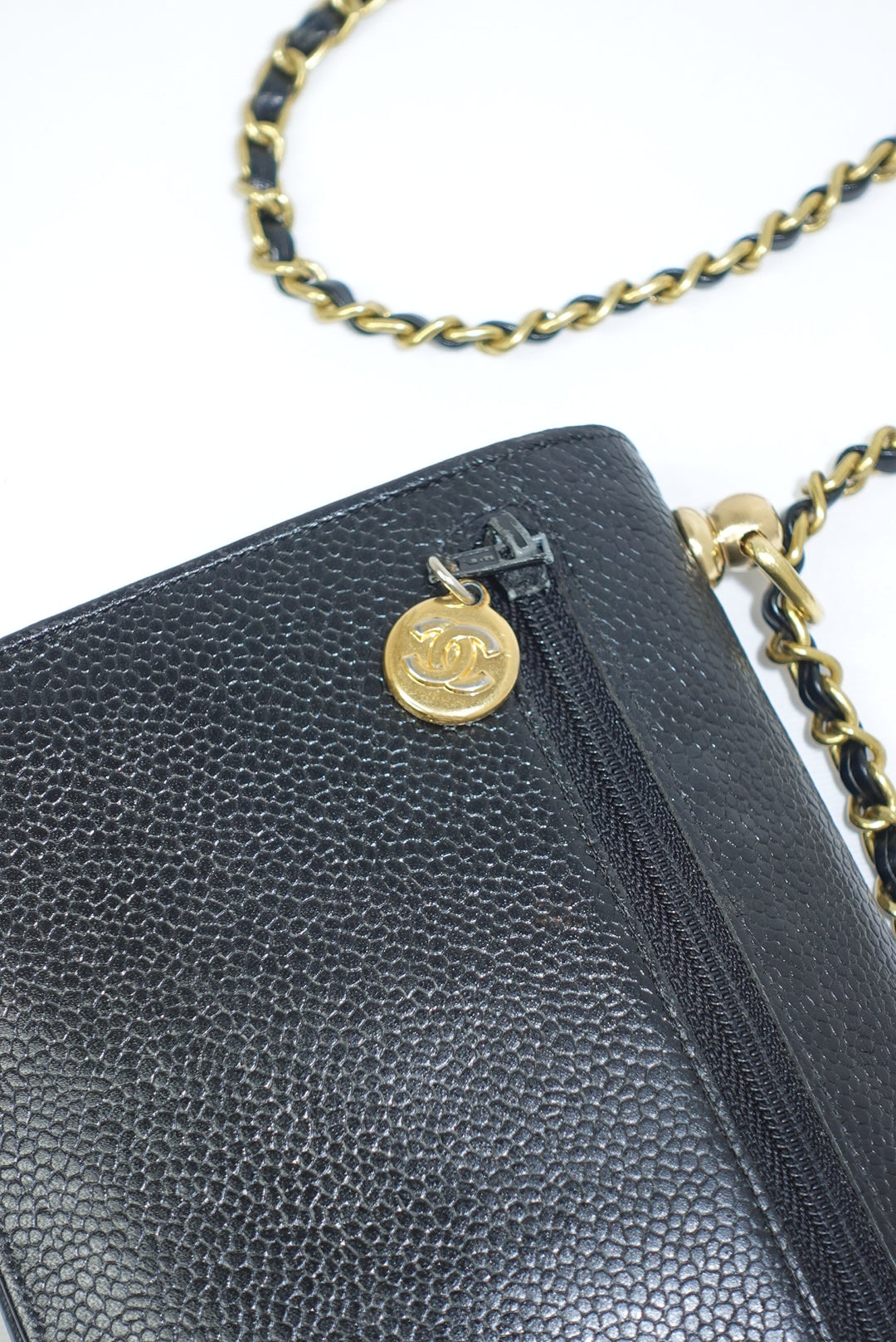 Chanel Re-Worked Vintage Flap W.O.C. Black Caviar CC logo